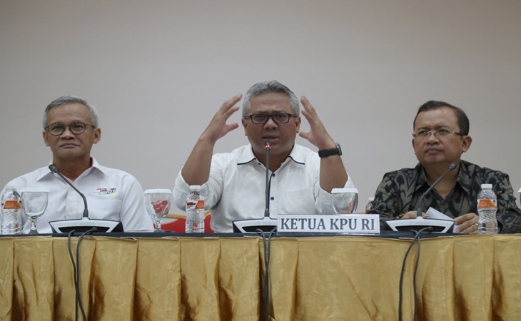 Ketua KPU Arief Budiman memberikan pemaparan terkait debat capres-cawapres