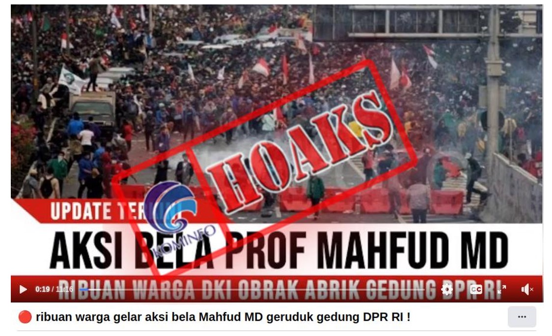[HOAKS atau FAKTA]: Ribuan Orang Acak Acak DPR Demi Dukung Mahfud MD