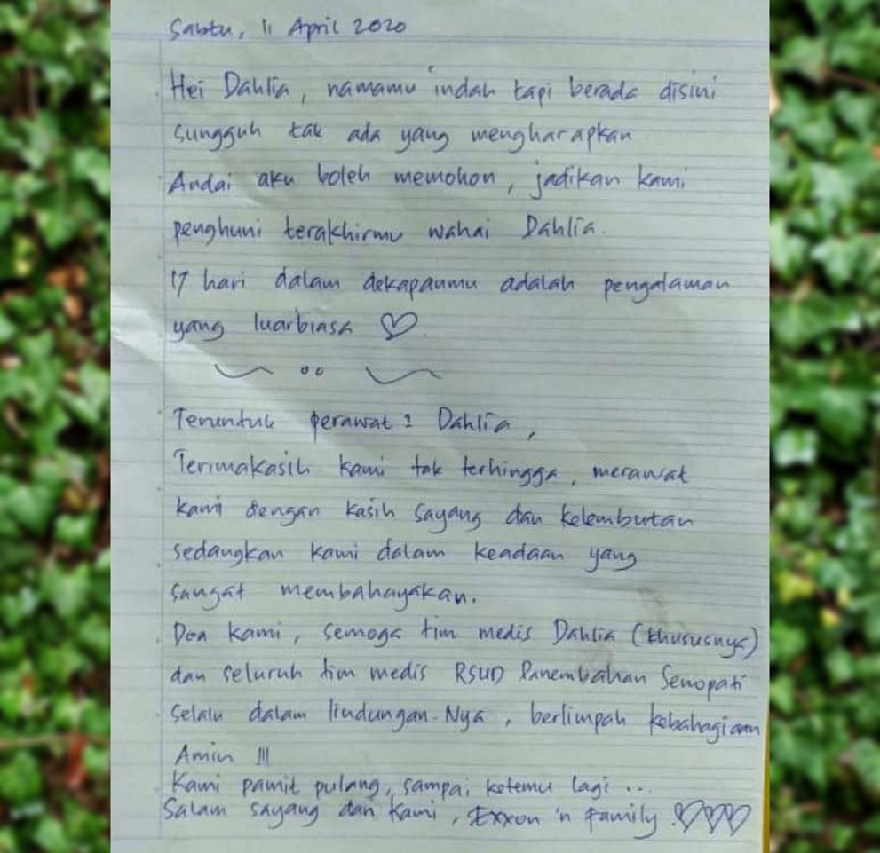 Surat Cinta bocah 7 tahun untuk tim medis karena sembuh dari corona