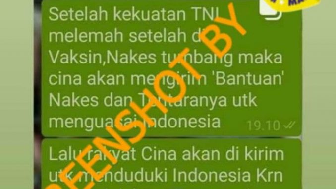 Tangkapan layar hoaks vaksinasi. (Foto: Mafindo)