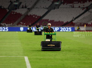 Mengintip Pemotongan Rumput Lapangan Stadion Utama Gelora Bung Karno Jakarta