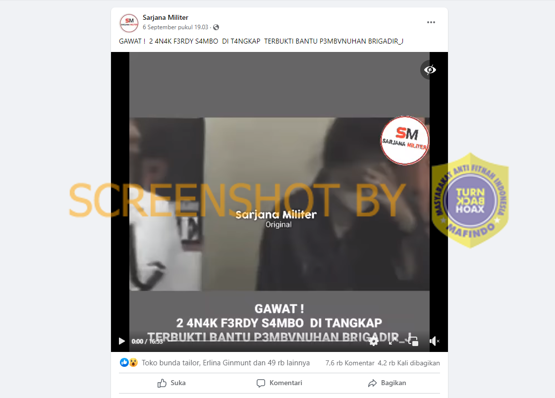 [HOAKS atau FAKTA]: Anak Ferdy Sambo Ikut Ditangkap