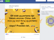 [HOAKS atau FAKTA]: IDI Tolak Disuntik Vaksin COVID-19 Pertama Kali