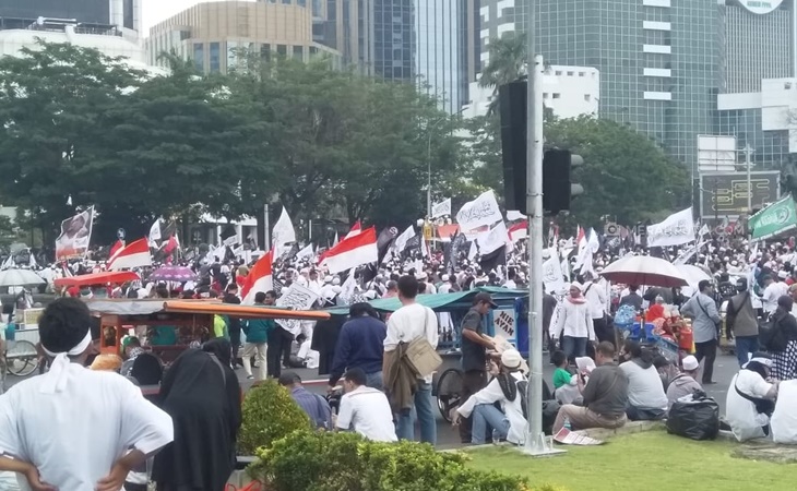 Massa Aksi Mujahid 212 saat menggelar unjuk rasa beberapa waktu lalu