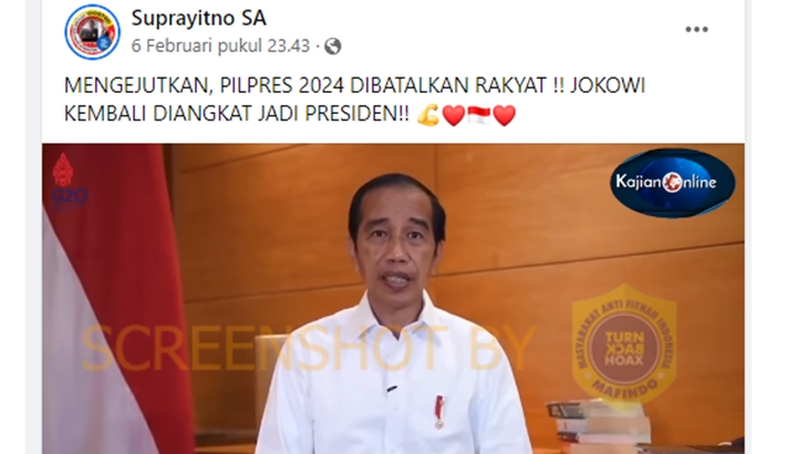 [HOAKS atau FAKTA]: Pilpres 2024 Dibatalkan dan Jokowi Kembali Diangkat Jadi Presiden