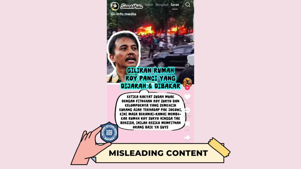 [HOAKS atau FAKTA]: Akibat Sering Kritik Jokowi, Rumah Roy Suryo Dibakar Massa