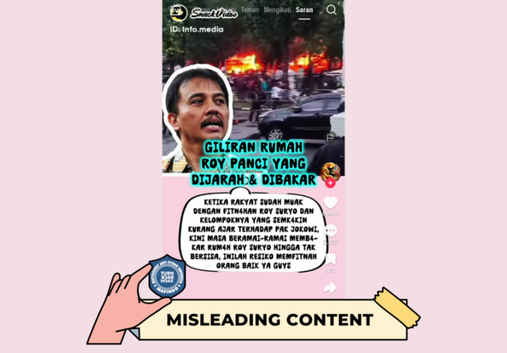 [HOAKS atau FAKTA]: Akibat Sering Kritik Jokowi, Rumah Roy Suryo Dibakar Massa