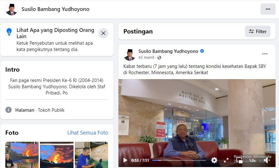 Postingan SBY di Facebook. (Foto: Tangkapan Layar)