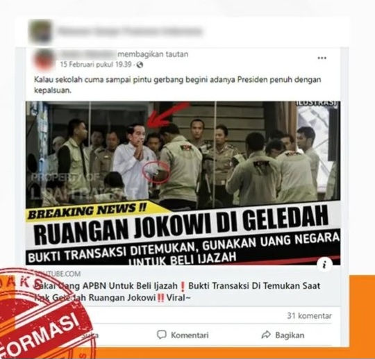 [HOAKS atau FAKTA]: KPK Temukan Bukti Jokowi Beli Ijazah dari Uang Negara