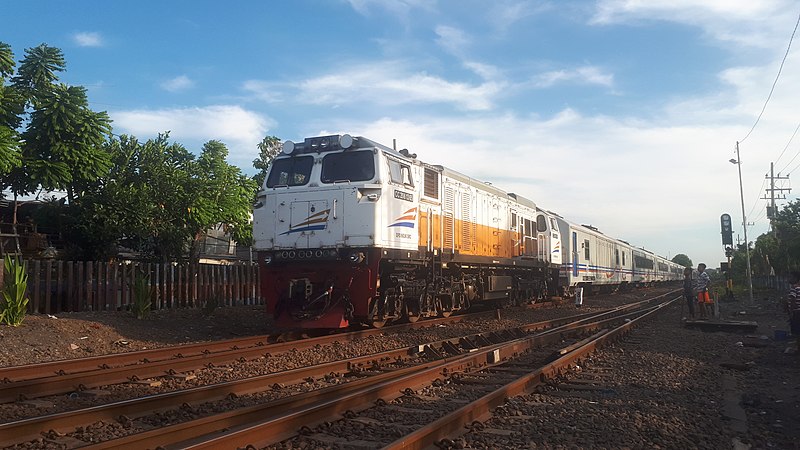 Kereta api Bima akan memasuki Stasiun Surabaya Gubeng. Foto: Rizal Febri Ardiansyah