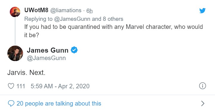 Sutradara 'Guardian of The Galaxy' Pilih Karakter MCU untuk Menemani di Masa Karantina