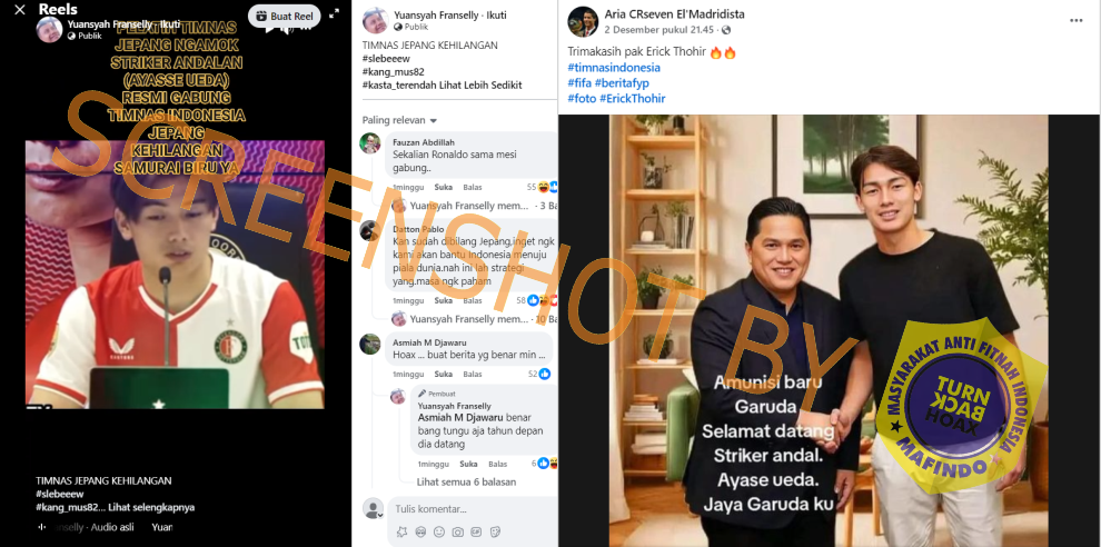 [HOAKS atau FAKTA] : Striker Timnas Jepang Ayase Ueda Dinaturalisasi jadi Warga Indonesia