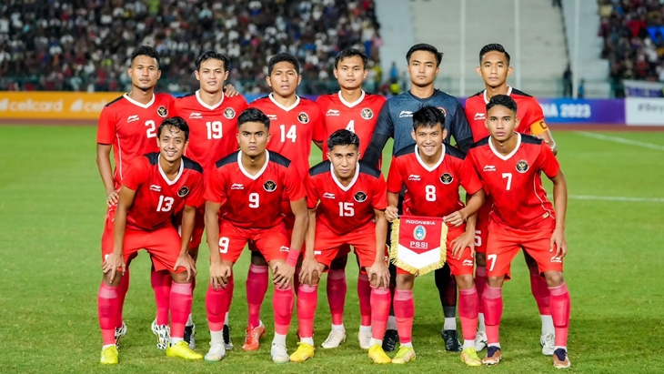 Starting eleven Timnas Indonesia U-22 melawan Thailand. (NOC/Rizki Fitrianto)