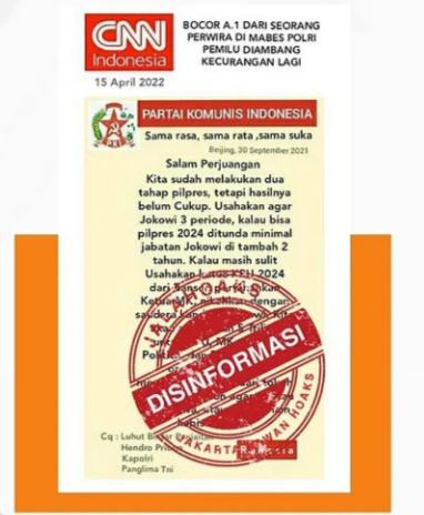 Tangkapan layar hoaks.