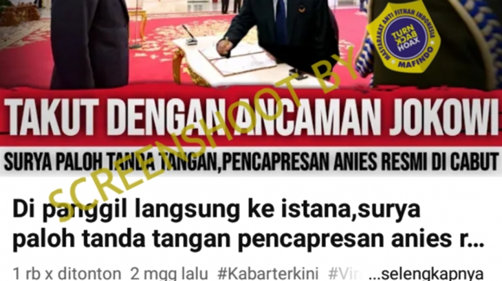 [HOAKS atau FAKTA]: Dipanggil ke Istana, Surya Paloh Cabut Pencapresan Anies