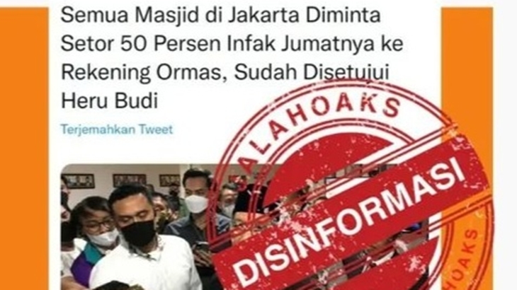 [HOAKS atau FAKTA]: Pj DKI 1 Setujui Dana Infak Jumat Disetor ke Ormas