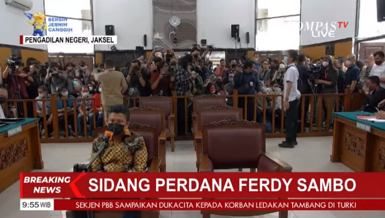 Tangkap layar sidang perdana Ferdy Sambo. (Foto: MP/ Mula Akmal)