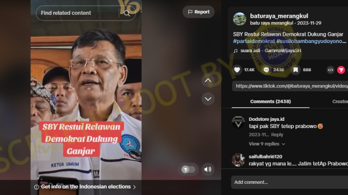 [HOAKS atau FAKTA]: SBY Merestui Relawan Demokrat Dukung Ganjar