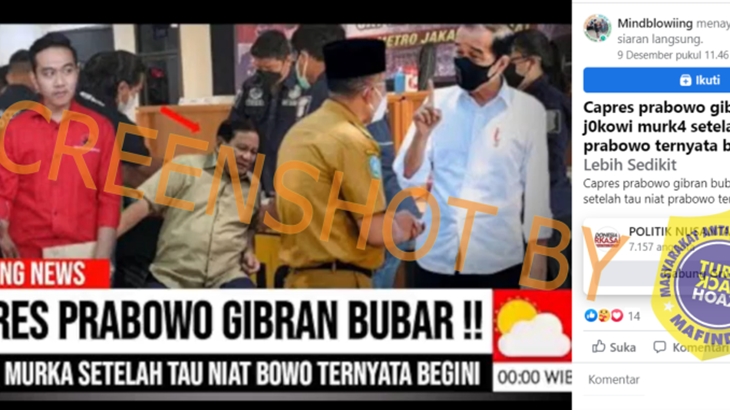[HOAKS atau FAKTA]: Jokowi Marah, Prabowo-Gibran Bubar