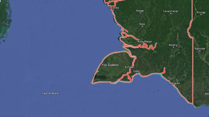 Papua bagian selatan. (Foto: Google Maps)