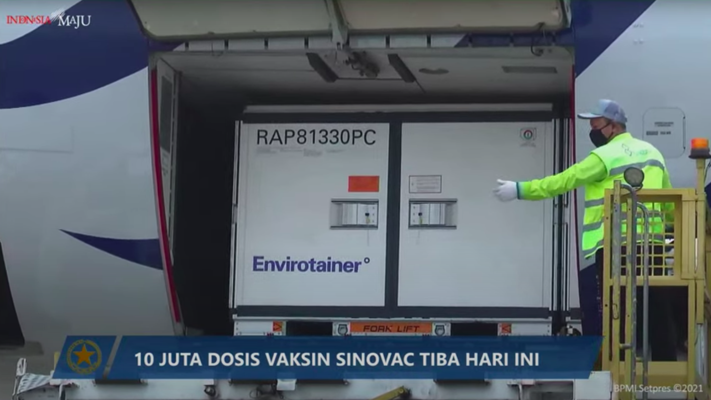 Kedangan vaksin COVID-19. (Foto: Sekretariat Negara)