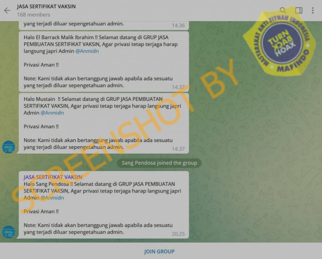 [HOAKS atau FAKTA]: Sertifikat Vaksin Bisa Didapat Tanpa Vaksinasi