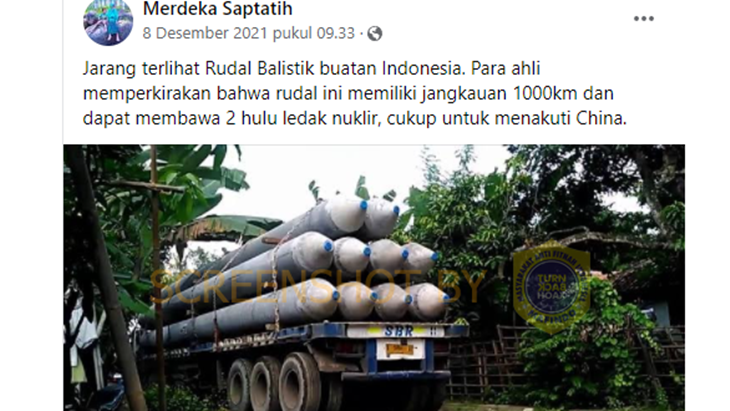 [HOAKS atau FAKTA]: Rudal Balistik Buatan Indonesia Jangkauan Seribu Kilometer Diangkut truk