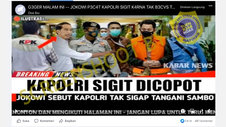 [HOAKS atau FAKTA]: Presiden Jokowi Pecat Kapolri Jenderal Listyo Sigit