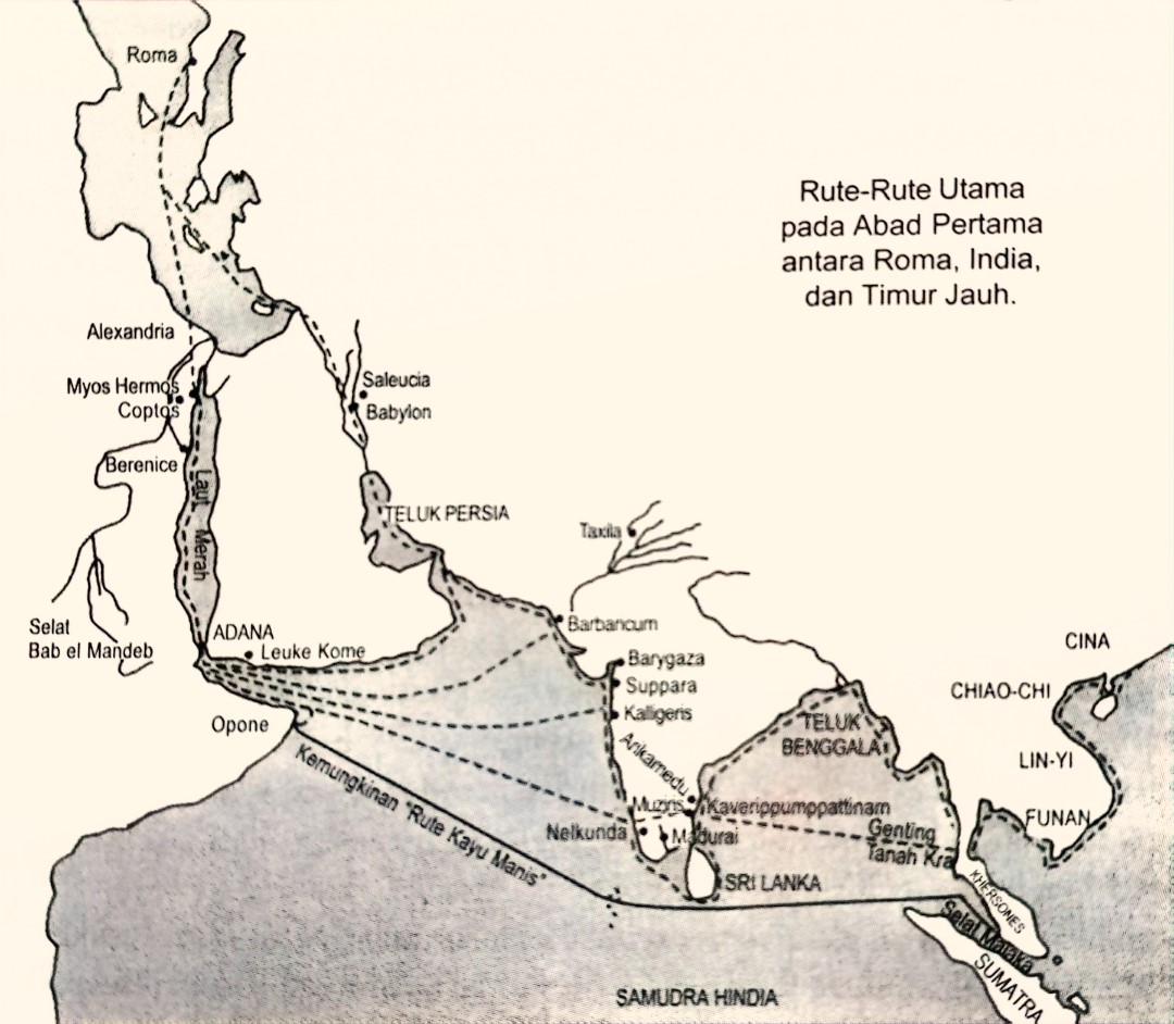 Rute perdagangan Eropa-India-Nusantara abad ke-1 M