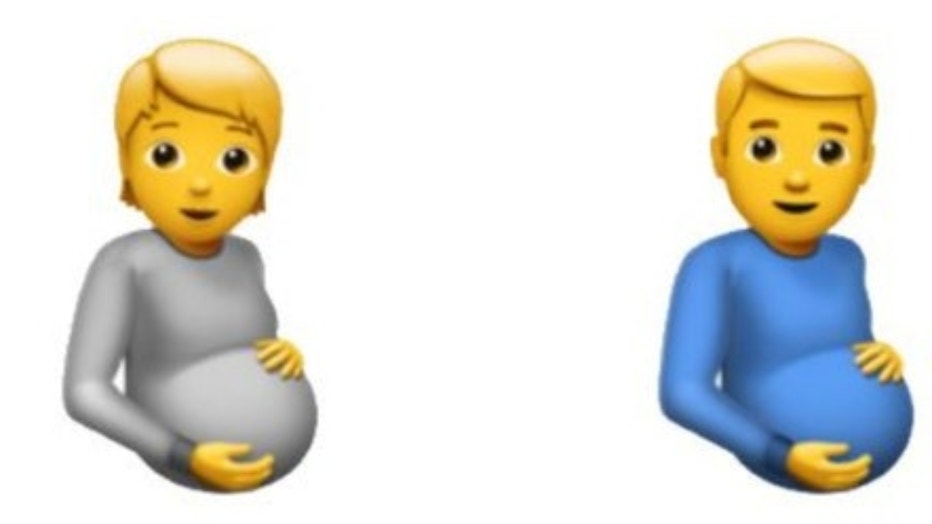 Emoji Pregnant Person dan Pregnant Man. (Foto Emojipedia)