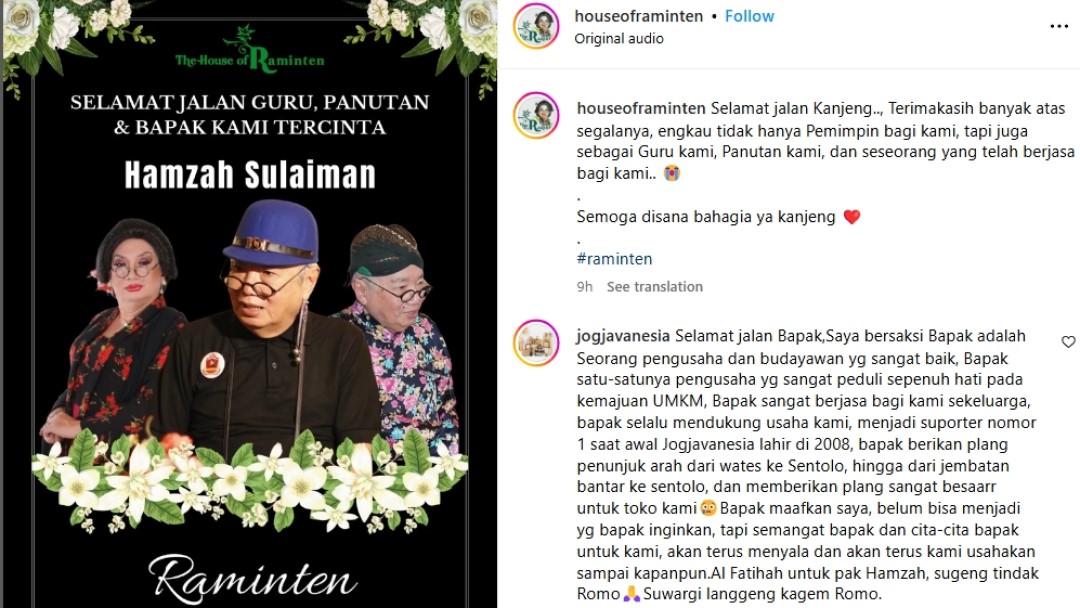 Hamzah Sulaiman Berpulang, Seniman dan Pengusaha di Balik House of Raminten