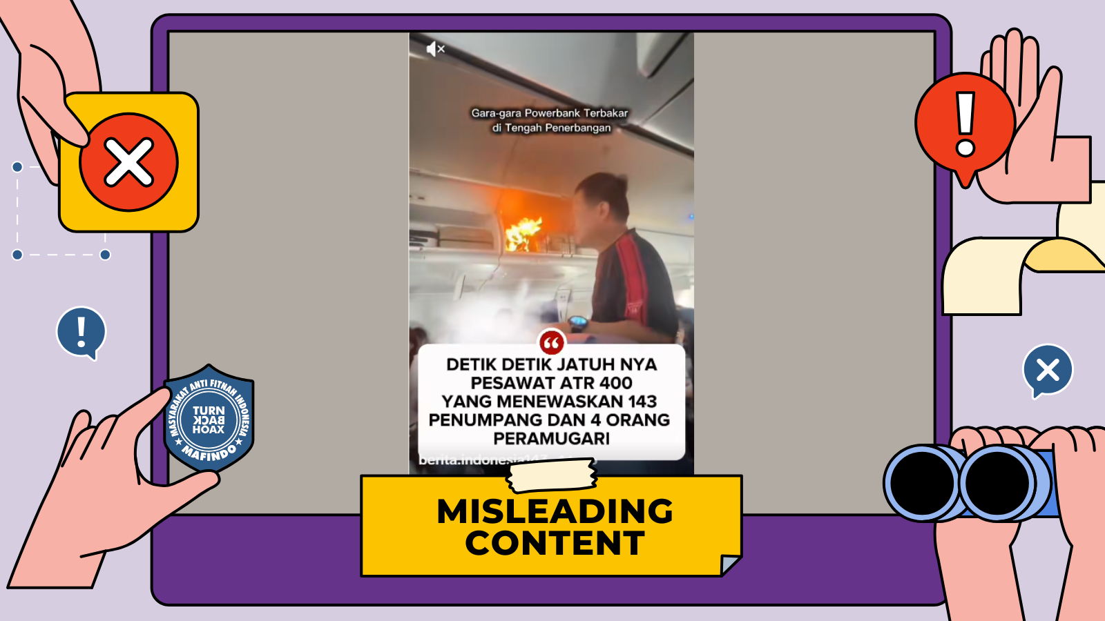 [HOAKS atau FAKTA]: Pesawat ATR 42-500 Jatuh karena Power Bank Penumpang Terbakar