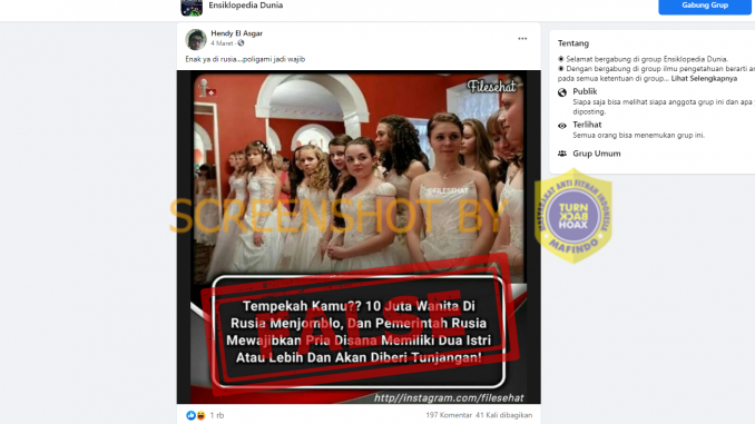 [Hoaks atau Fakta]: 10 Juta Perempuan Jomlo, Rusia Wajibkan Poligami