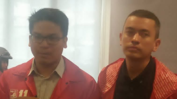 Ketua DPW PSI DKI Jakarta Michael Victor Sianipar dan Wakil Ketua DPW PSI DKI Jakarta Rian Ernest, di kantor DPP PSI, Jakarta, Kamis (4/7/2019). (Antaranews/Riza Harahap)