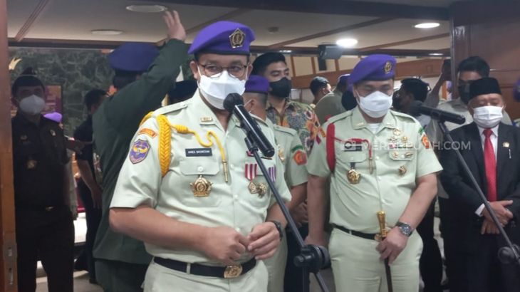 Gubernur DKI Jakarta Anies Baswedan dan Wagub Riza Patria di Balai Kota. (Foto: MP/Asropih)