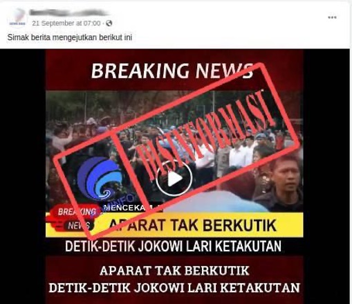[HOAKS atau FAKTA]: Jokowi Lari Ketakutan Saat Demo Tolak Harga BBM Naik