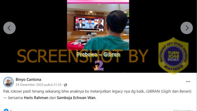 [HOAKS atau FAKTA]: Jokowi Bangga Tonton Gibran Saat Debat Cawapres