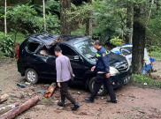 Tragedi Libur Lebaran: Pohon Tumbang Tewaskan Wisatawan Kemah New Sekipan Tawangmangu, Mobil Rusak Berat