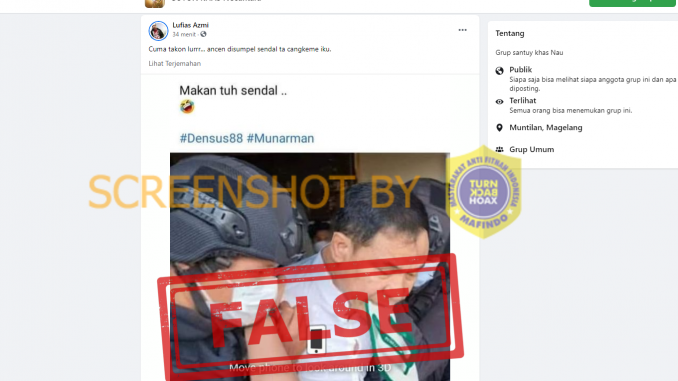 [HOAKS atau FAKTA]: Saat Ditangkap Densus 88, Munarman Gigit Sandal