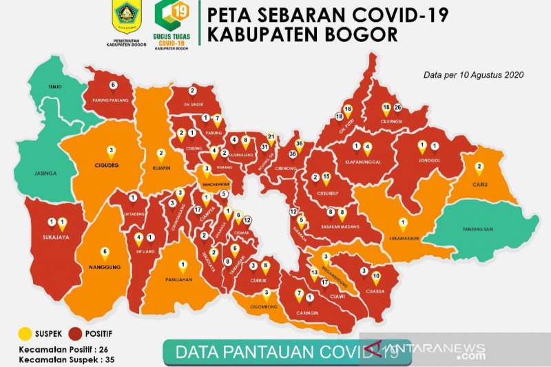 28 Kecamatan di Bogor Berstatus Zona Merah COVID-19