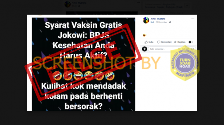 [HOAKS atau FAKTA]: Vaksin COVID-19 Gratis Hanya untuk Peserta BPJS Kesehatan Aktif