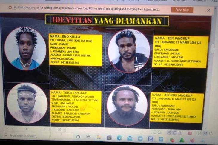 Empat anggota KKB Kali Kopi yang ditangkap Satgas Nemangkawi(ANTARA News Papua/HO-Satgas Nemangkawi)