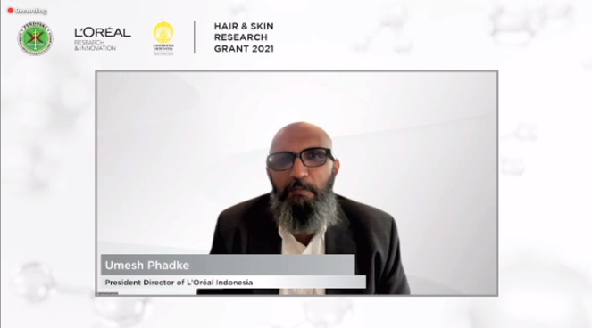 Umesh Phadke, President Director L'Oreal Indonesia di acara Hair and Skin Research Grant 2021. (Foto ist)