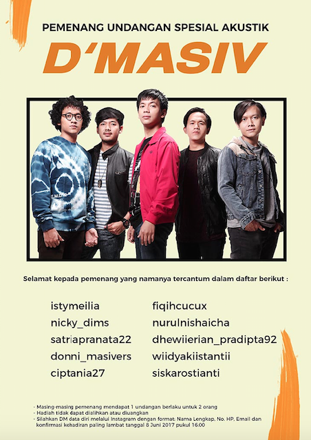 Pengumuman Pemenang Undangan D'Masiv