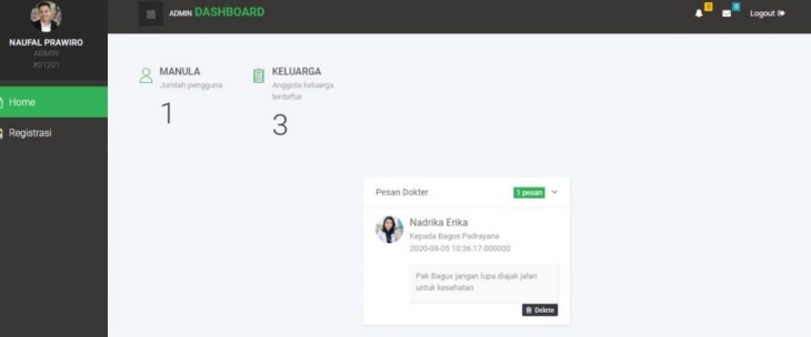 Dashboard aplikasi KEEP. (Foto: Ist)