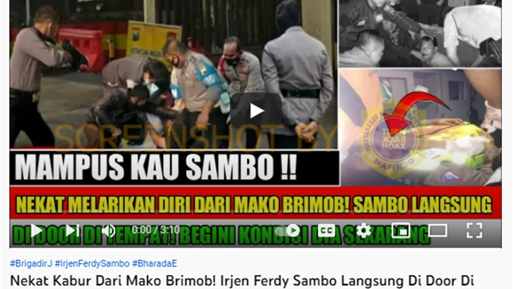 [HOAKS atau FAKTA]: Nekat Kabur dari Mako Brimob, Ferdy Sambo Didor di Tempat
