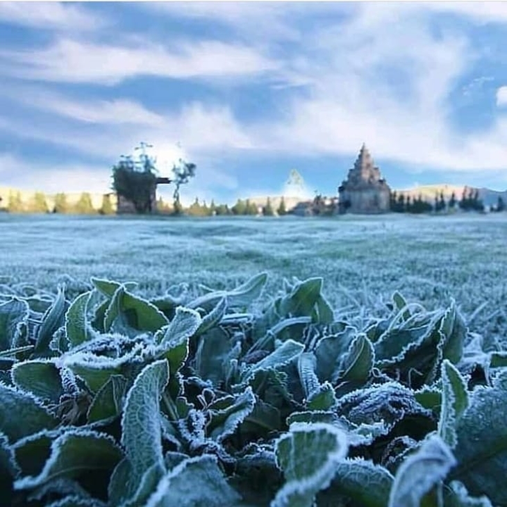 Hamparan embun es di Dataran Tinggi Dieng. (Foto: instagram.com/zahra_luis31)