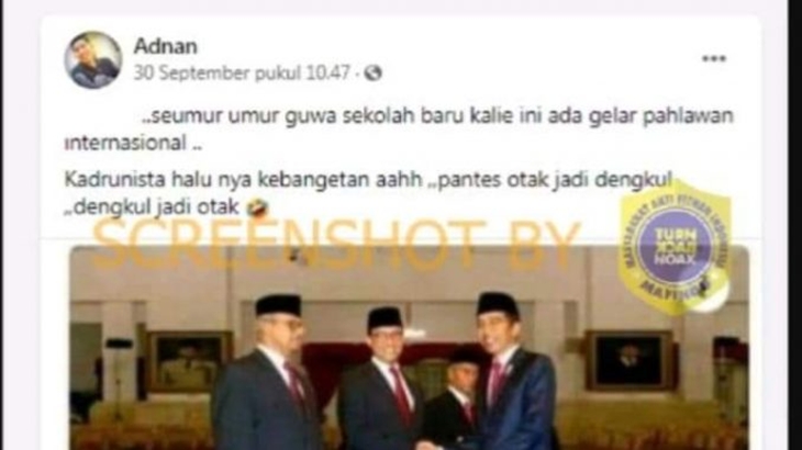 [HOAKS atau FAKTA]: Anies Baswedan Diberi Gelar Pahlawan Internasional