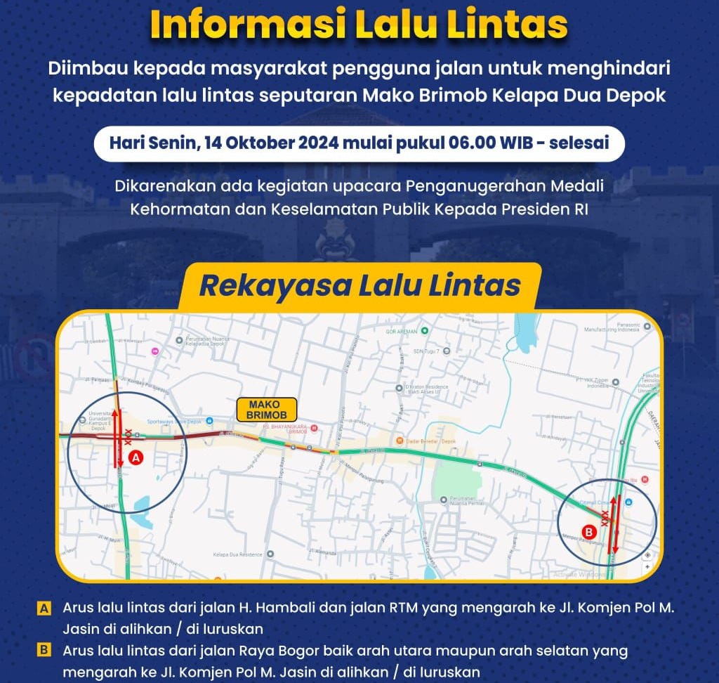 Hindari Lewat Mako Brimob, Ini Pilihan Jalur Alternatif Bagi Warga Depok
