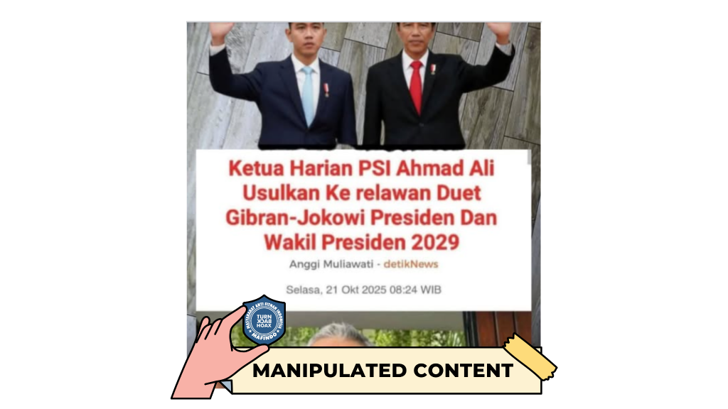 [HOAKS atau FAKTA]: Ketua Harian PSI Usulkan Duet Gibran-Jokowi di Pilpres 2029